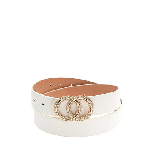 White Rhinestone Infinity Buckle Belt