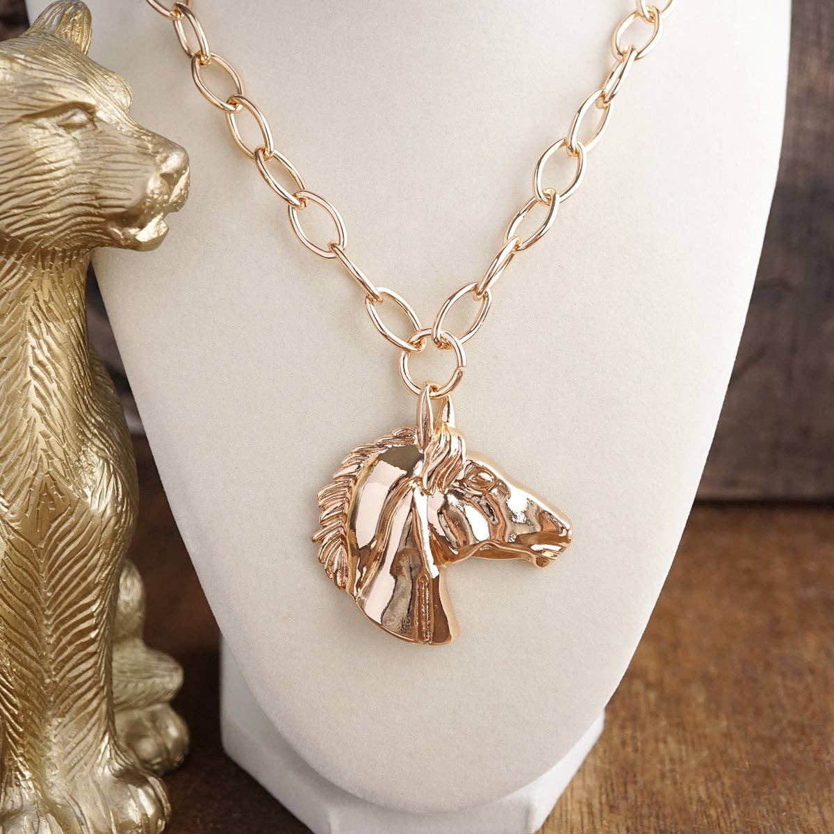 Sculpted Horse Pendant Necklace