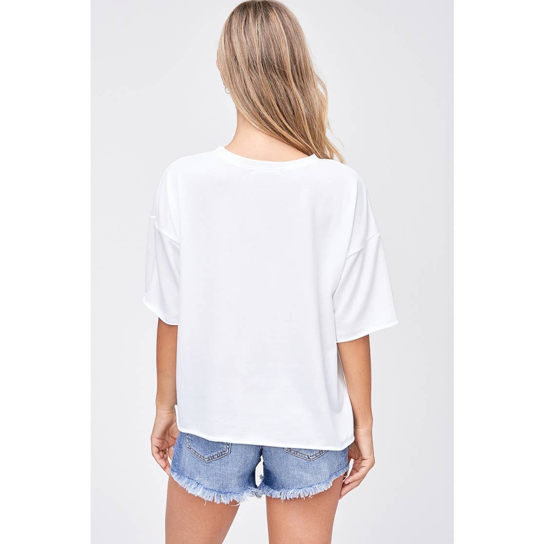 Gameday print side slit short sleeve top