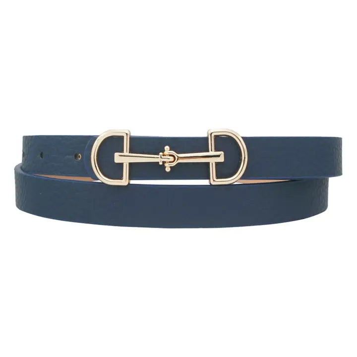 Navy Lux D Horse Bit Buckle Belt