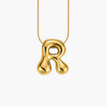 Golden Glow Bubble Letter Initial Necklace
