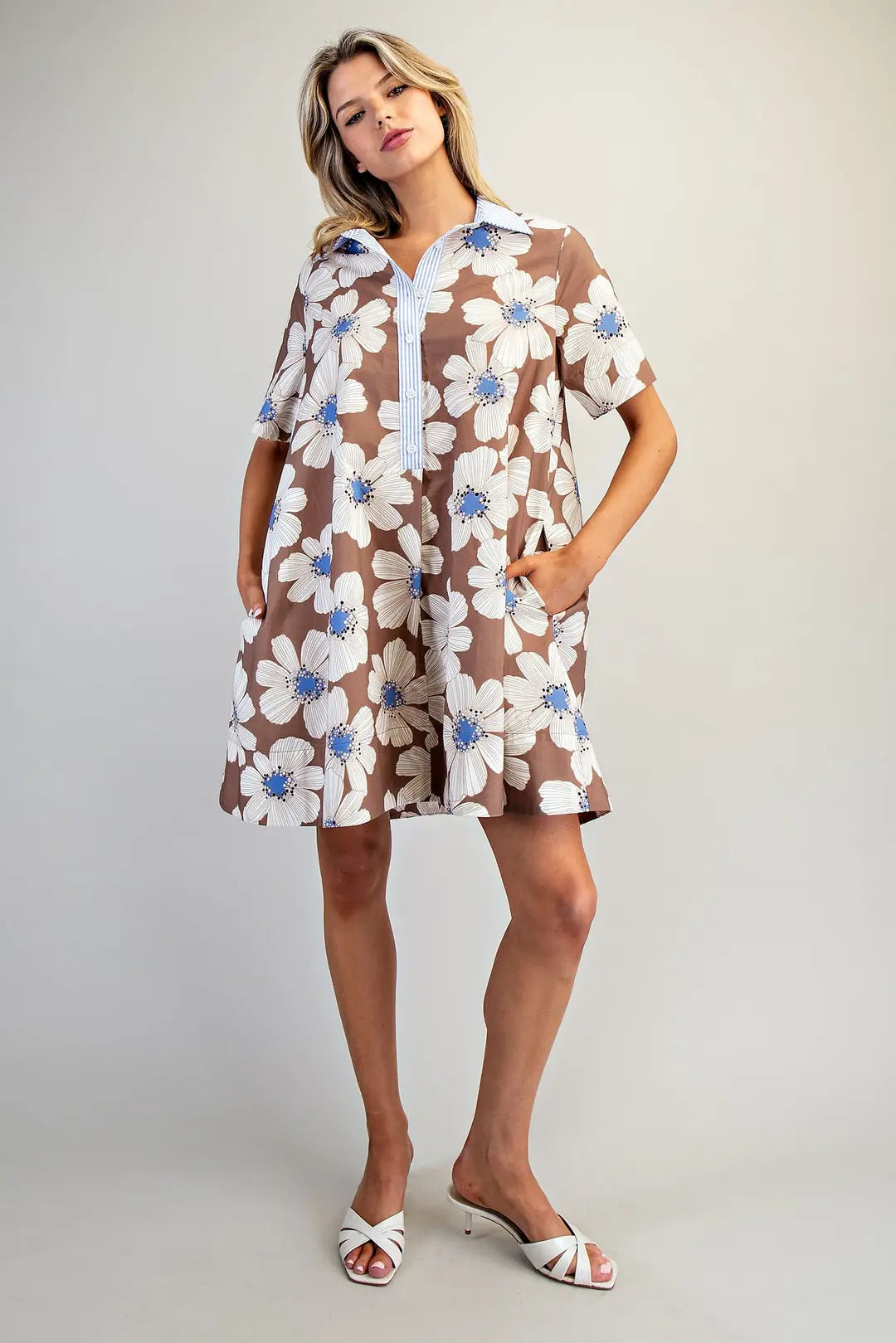 Floral Printed Collar Neck Dress