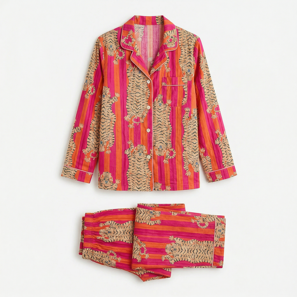 Orange Pink Tiger PJ Set