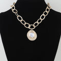 Hammered Pearl Disc Chain Necklace