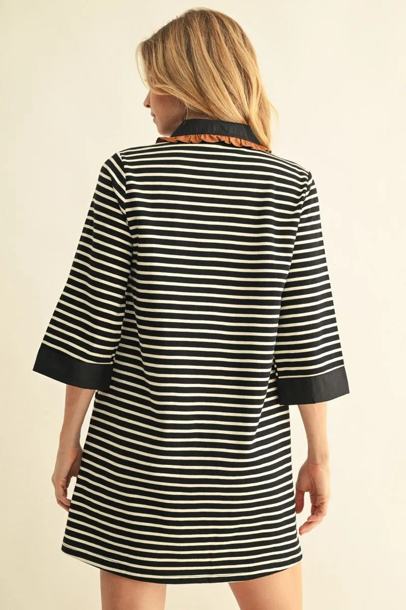 3/4 Sleeve Striped Dress