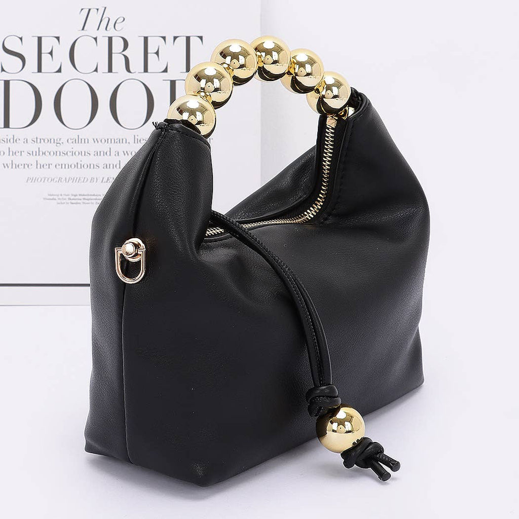 Faux Leather Ball Handle Bag