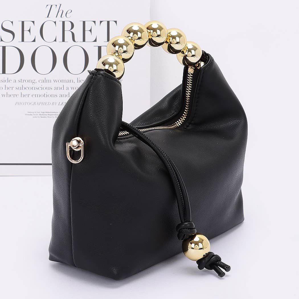 Faux Leather Ball Handle Bag