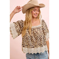 LEOPARD LACE SQUARE NECKLINE TOP