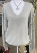 Light Grey Mesh Sleeve Sweater