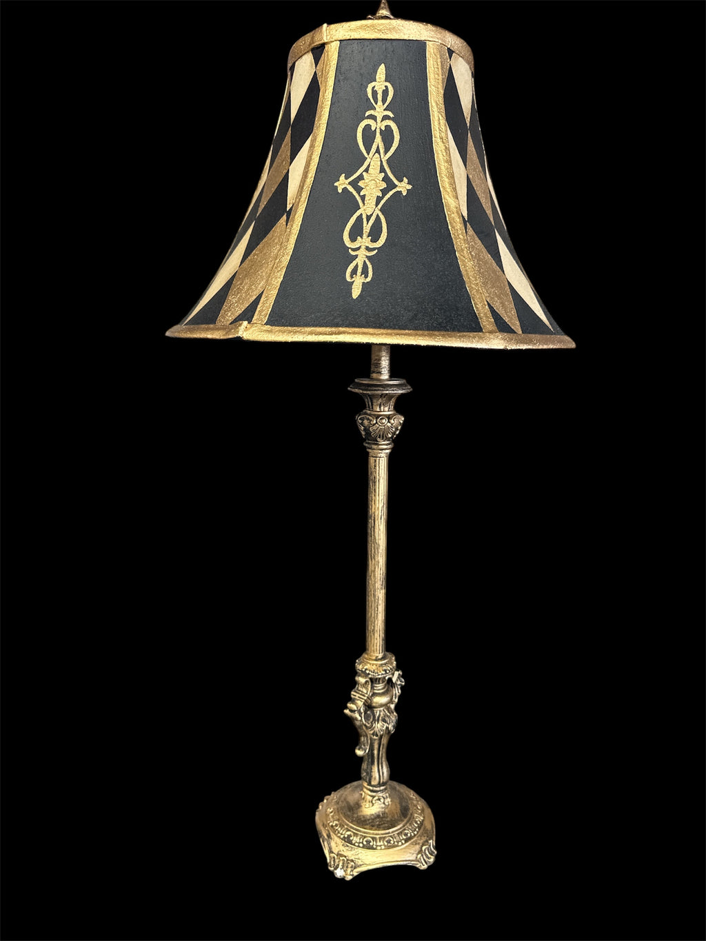 Gold and Black Harlequin Design Lamp