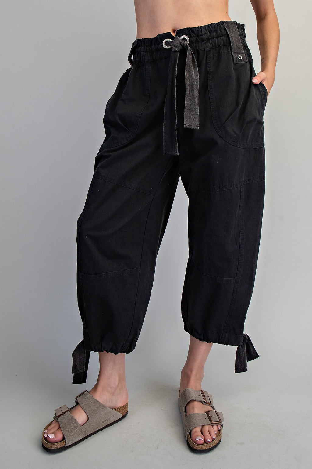 Mineral Washed Tied Cuff Jogger Pant
