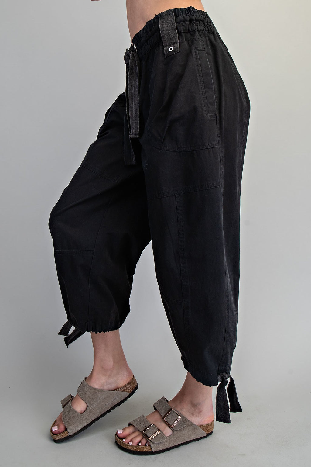 Mineral Washed Tied Cuff Jogger Pant