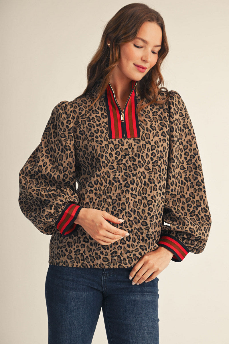Long Sleeve Leopard Print Top