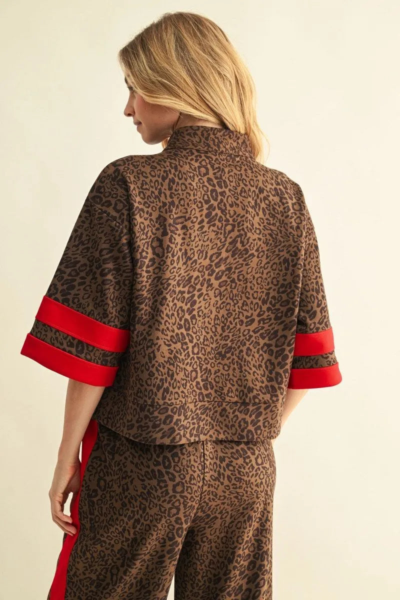 Faux Suede Leopard Top