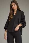 Solid Long Puff Sleeve Top