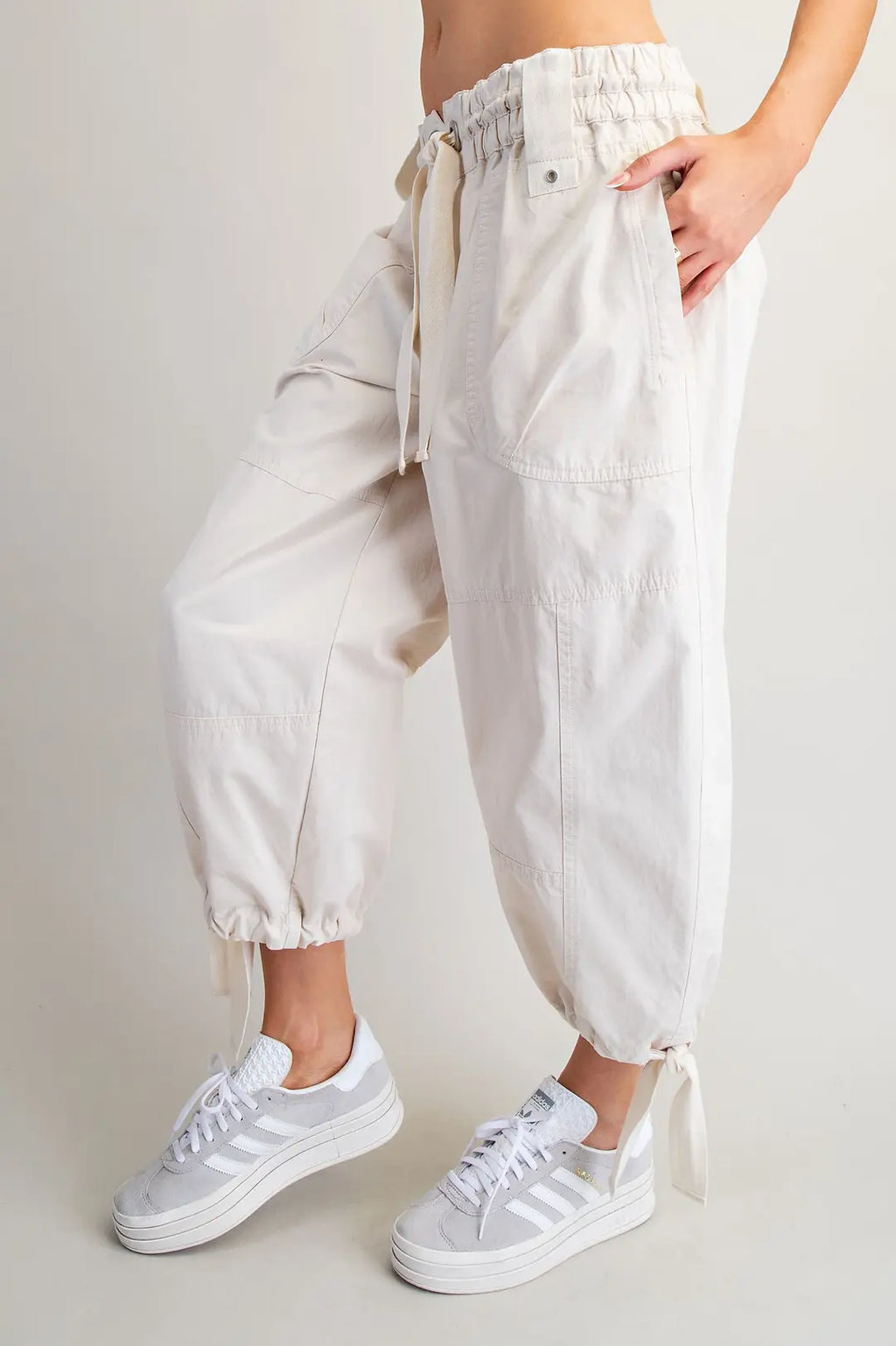 Mineral Washed Tied Cuff Jogger Pants