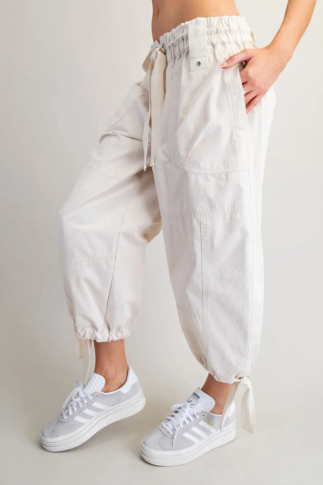 Mineral Washed Tied Cuff Jogger Pants