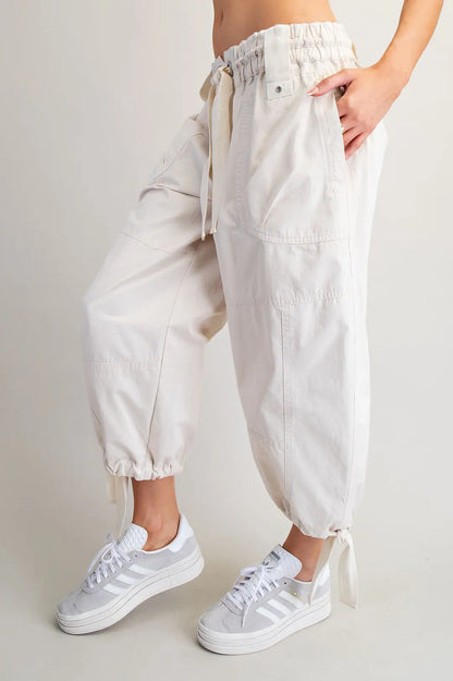 Mineral Washed Tied Cuff Jogger Pants
