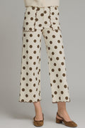 Brown Polka Dot wide leg pant