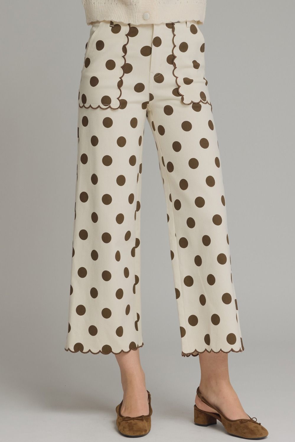 Brown Polka Dot wide leg pant