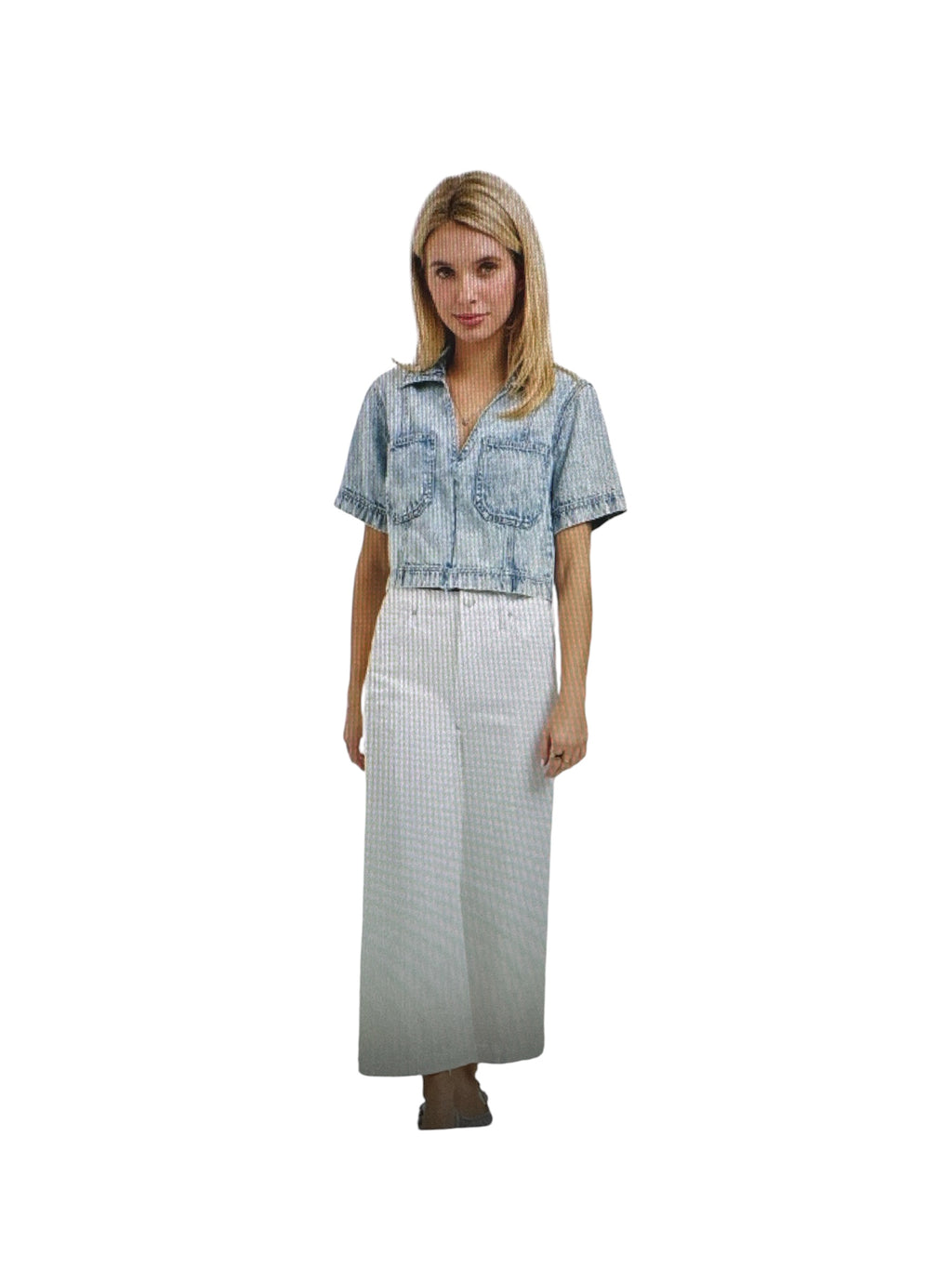 Risen TC HR Crop Wide White Jean