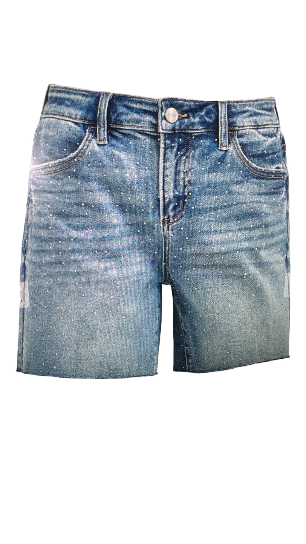 Slouchy Mid-Length All Over Rhinestones Shorts