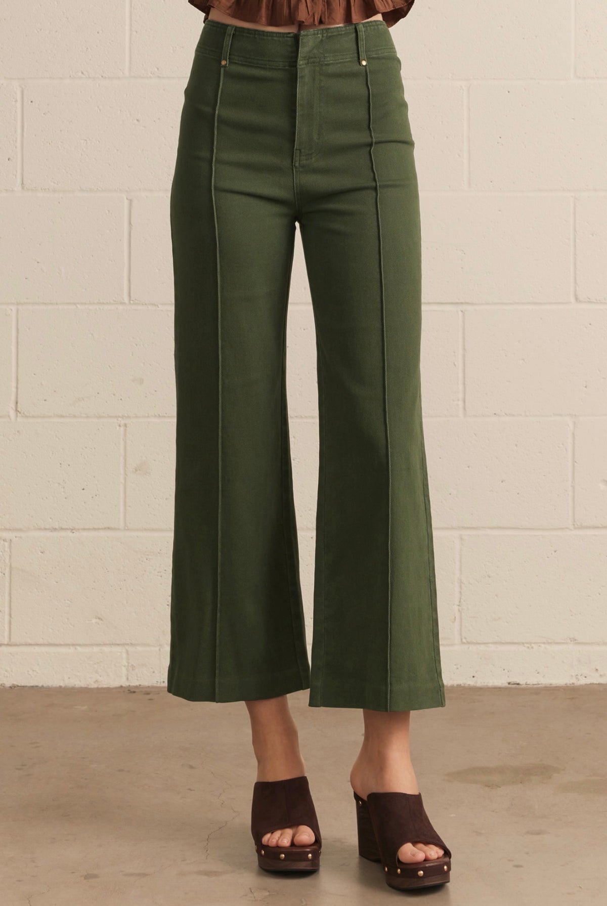 Hunter Green Wide Leg Pants