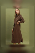 Collared Placket 3/4 Sleeve Midi Dress