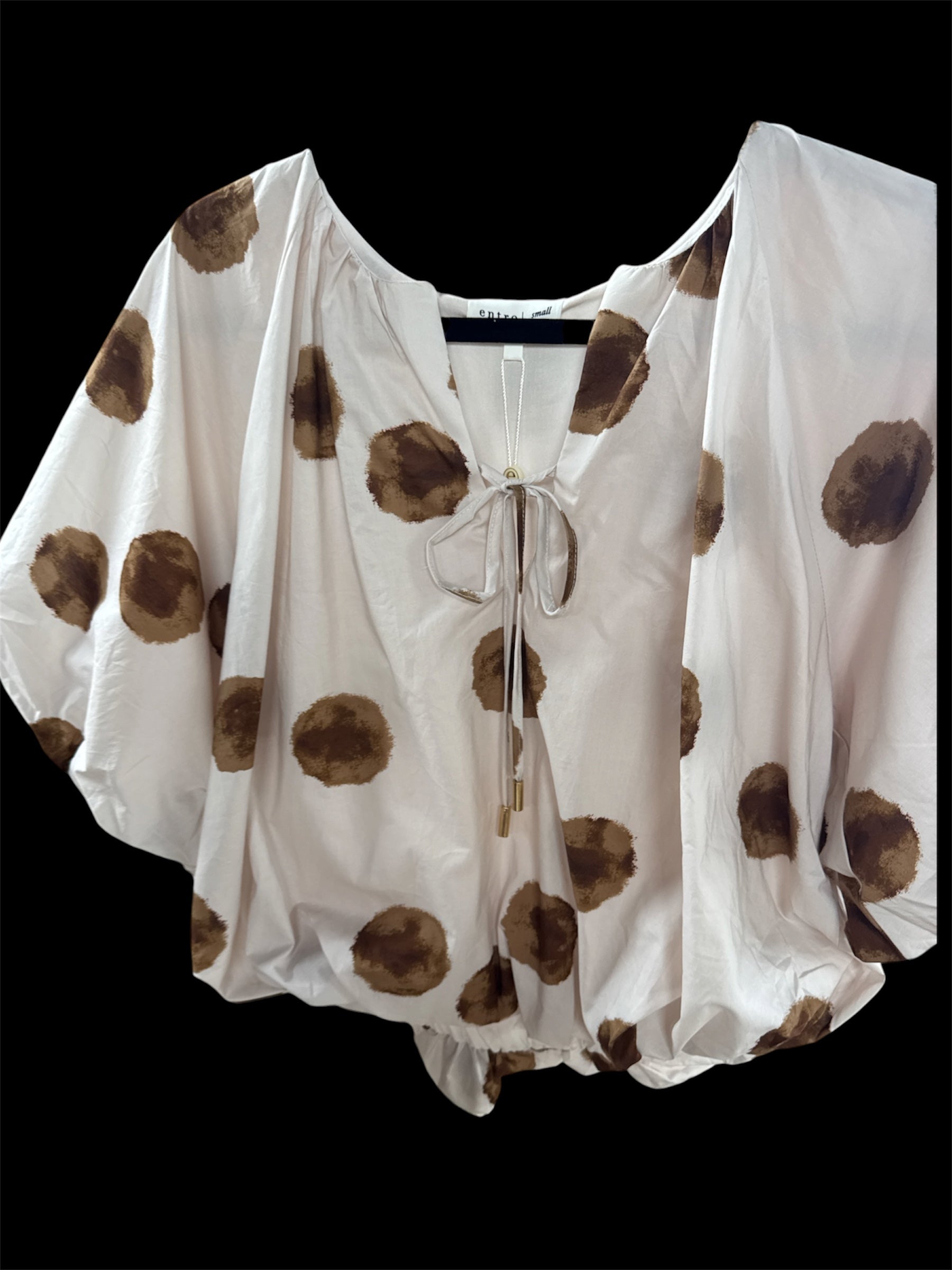 Dot print V-neck Short Sleeve Top