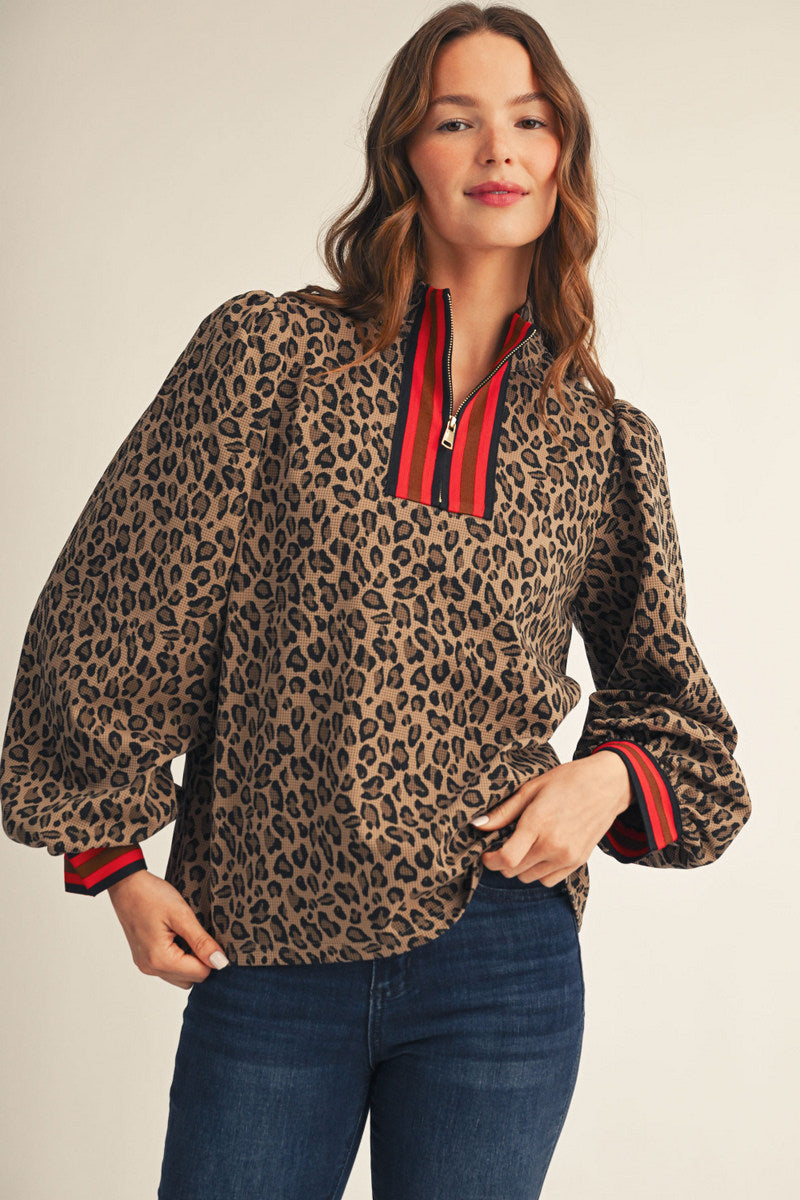 Long Sleeve Leopard Print Top