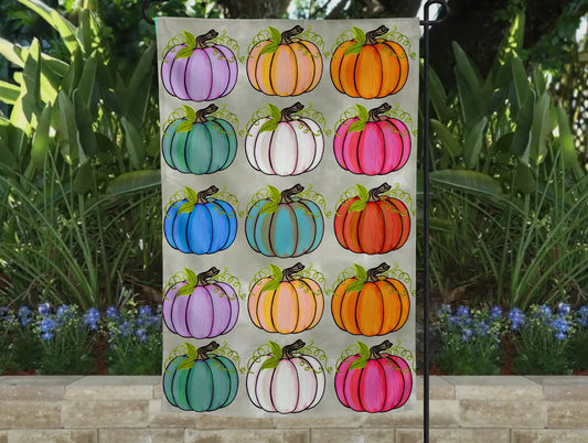 Garden Flag - Many Colorful Pumpkins