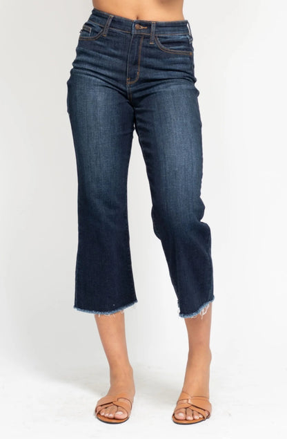 Judy Blue HR Wide Leg Cropped Jeans