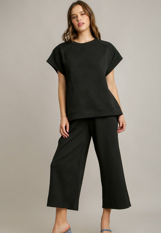 Black Textured Pant