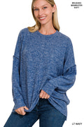 Light Navy Drop Shoulder Sweater