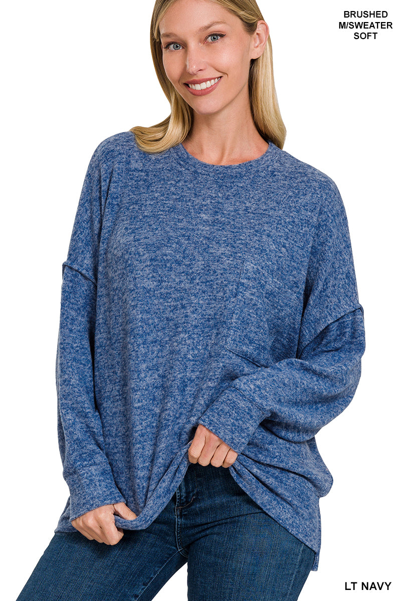 Light Navy Drop Shoulder Sweater
