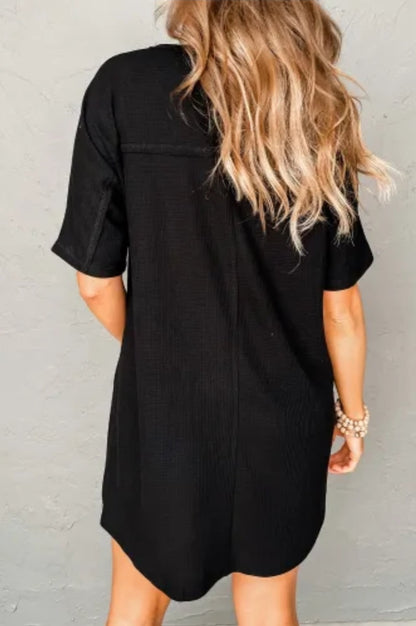 Black Waffle T-shirt Dress