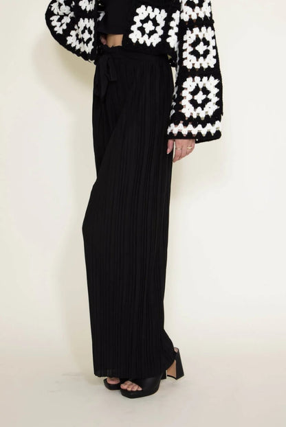 Pleated Smocked Wide Leg Pants