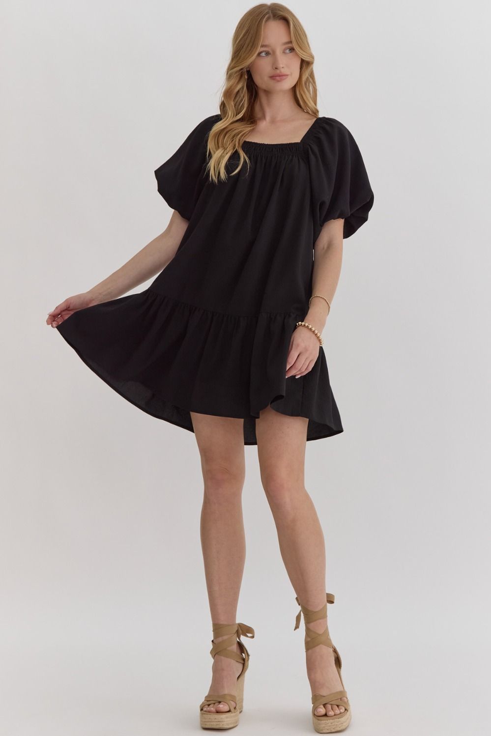 Black Bubble Sleeve Dress