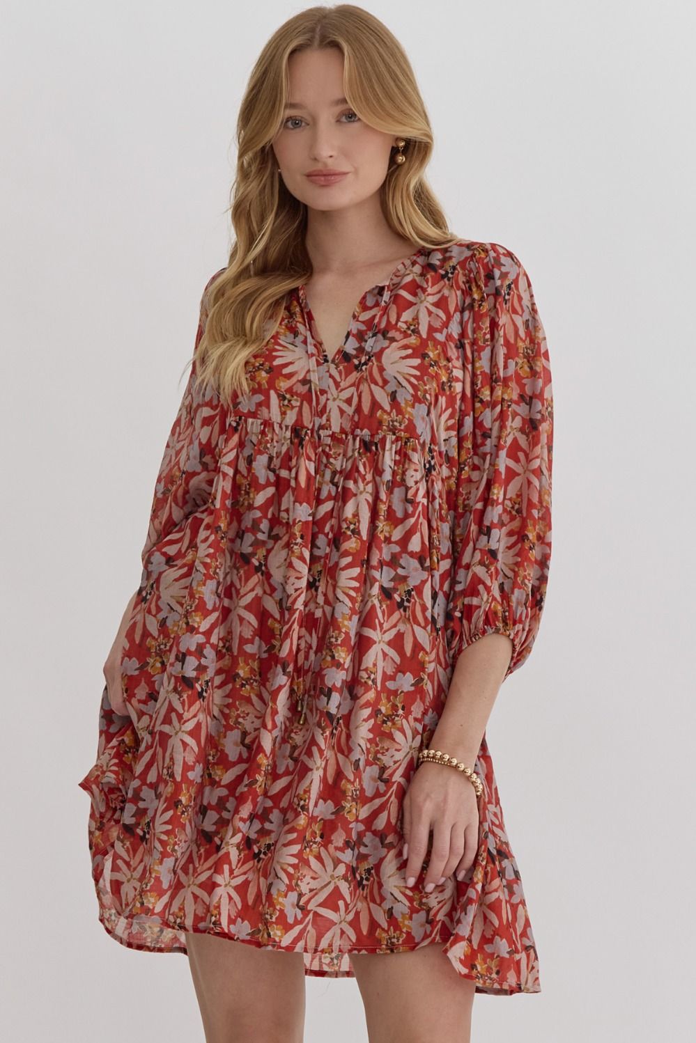 Rust Floral Dress