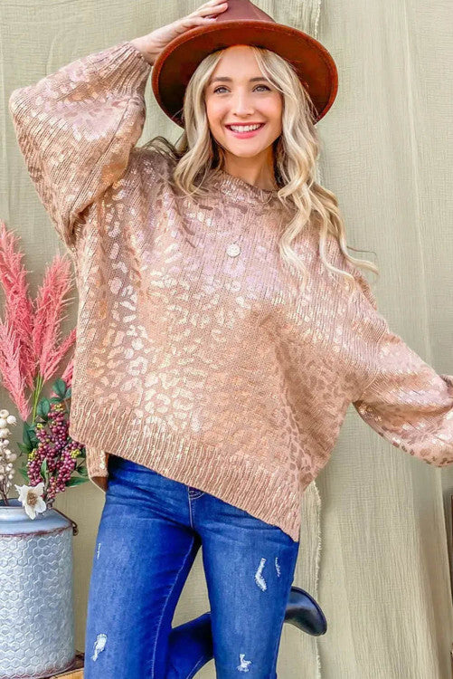 Apricot Leopard Sweater