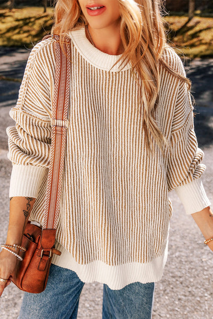 Chestnut Textured Knit Sweater