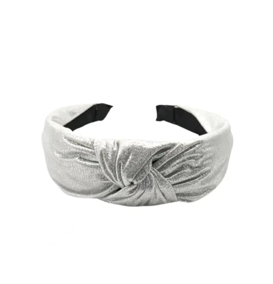 Metallic Topknot Headband - Silver