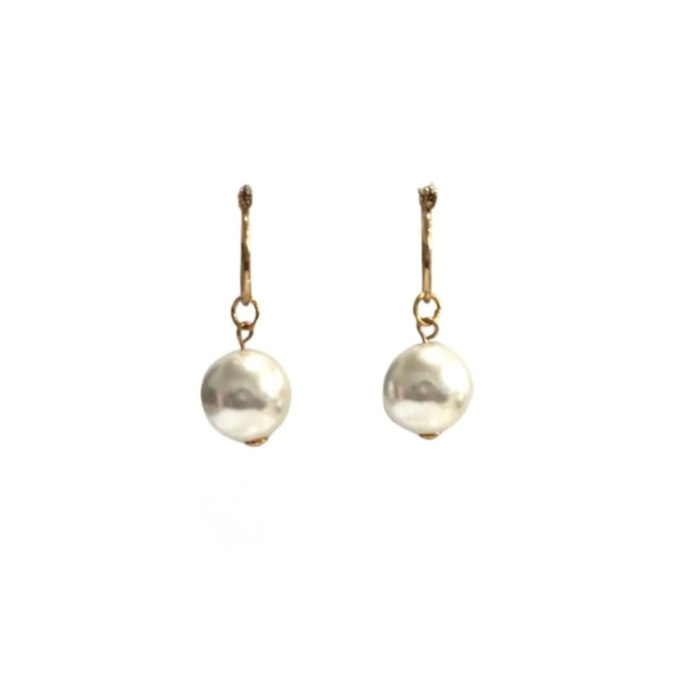 Pearl Drop Hoop Earring