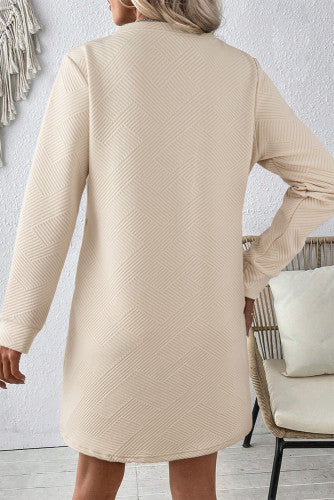 Apricot Textured Long Sleeve Dress