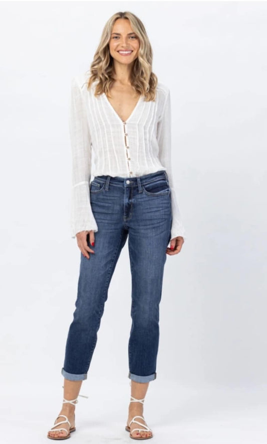 Judy Blue MR Cuffed Boyfriend Jeans