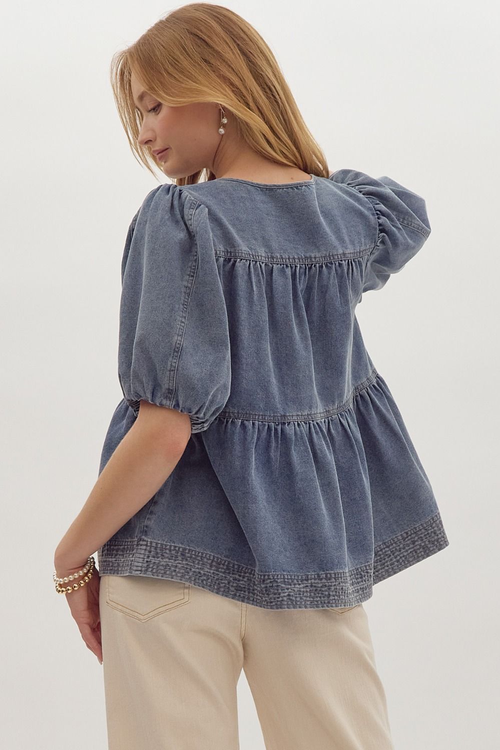 Flowy Denim Blouse