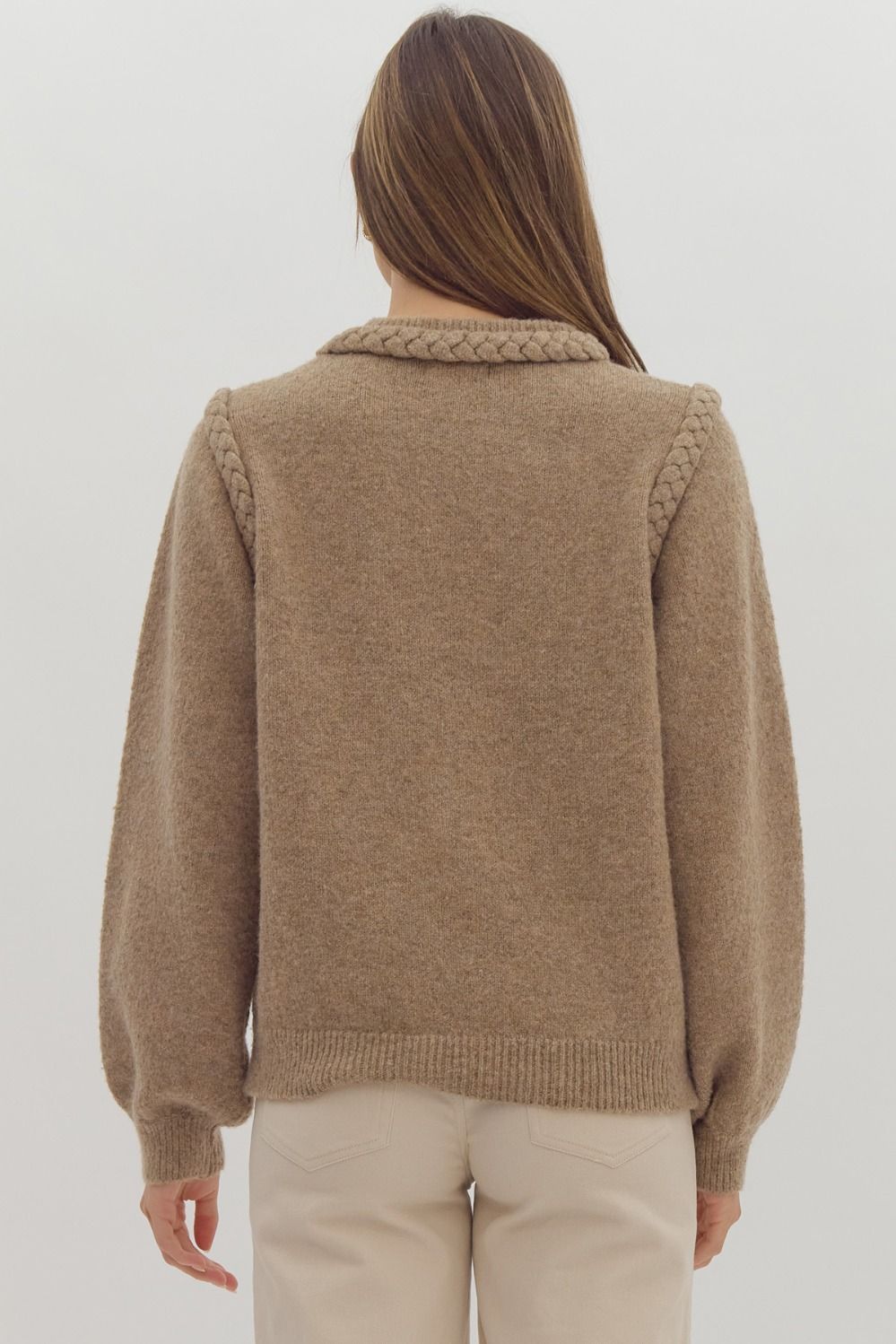 Braided Mocha Sweater