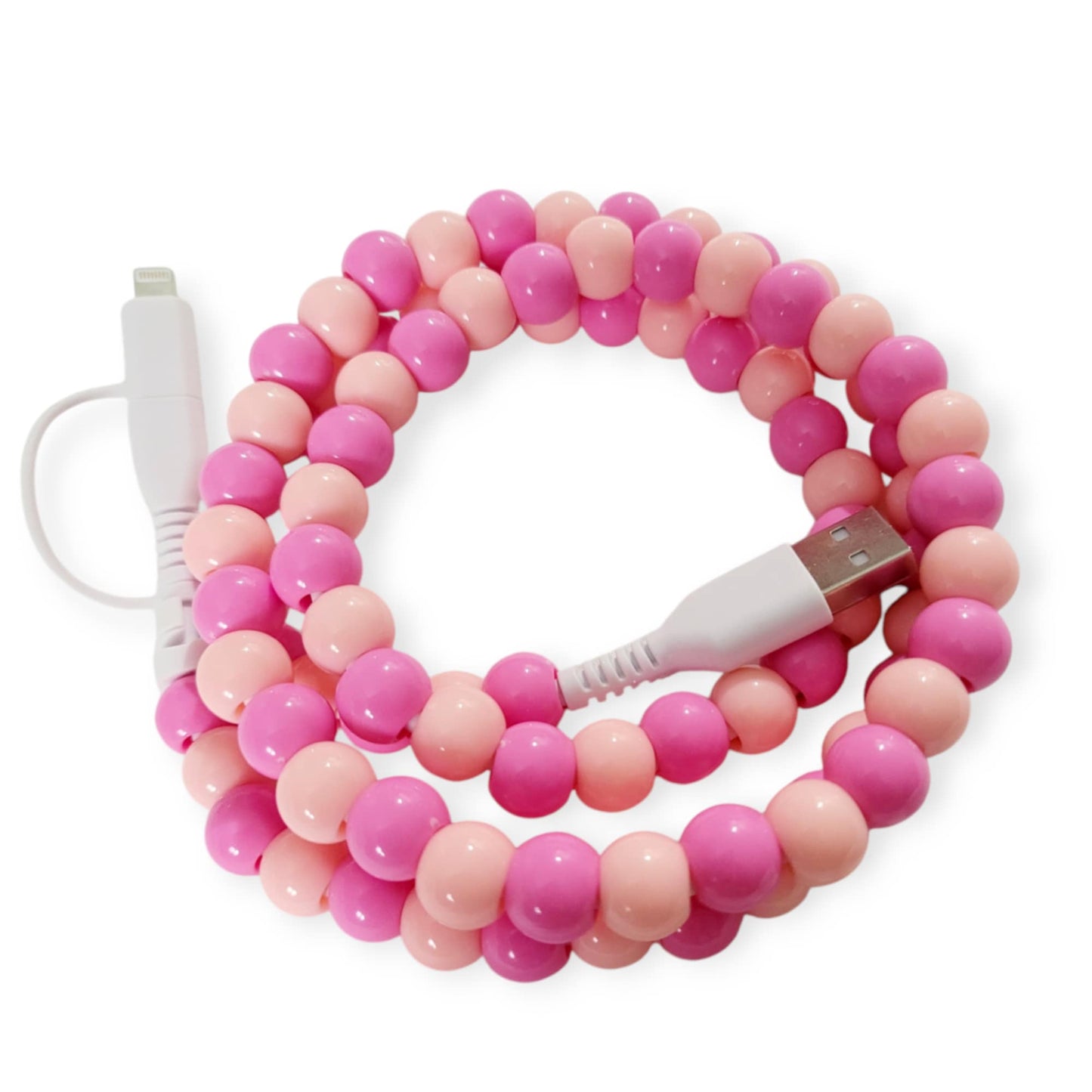 Pink Beaded Phone Chargers