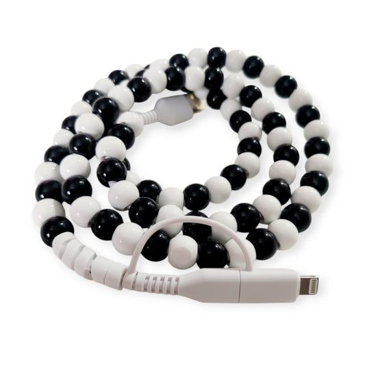 Black & White Beaded Phone Chargers