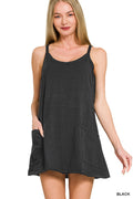 Black Built In Shorts Romper Dress